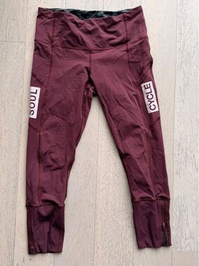 lululemon athletica Burgundy Athletic Leggings with SOUL CYCLE Panels.